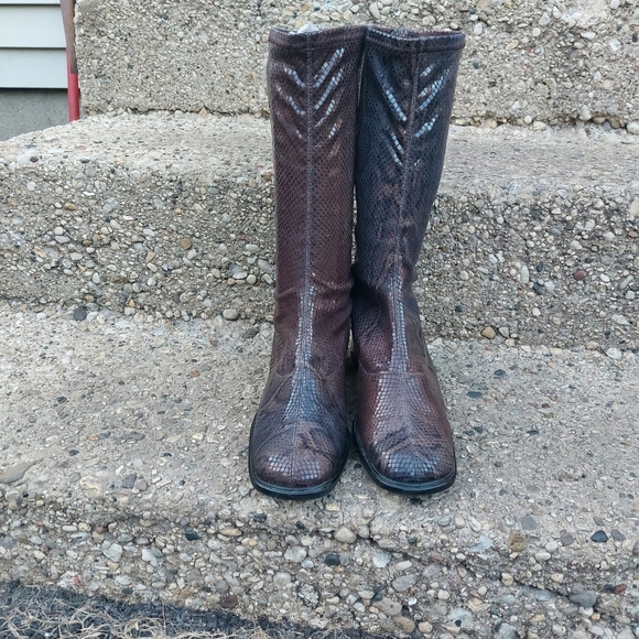 Y2K Bleil Faux Snakeskin sock Boots Mid-Calf Size UK 8/10 US - Picture 3 of 13